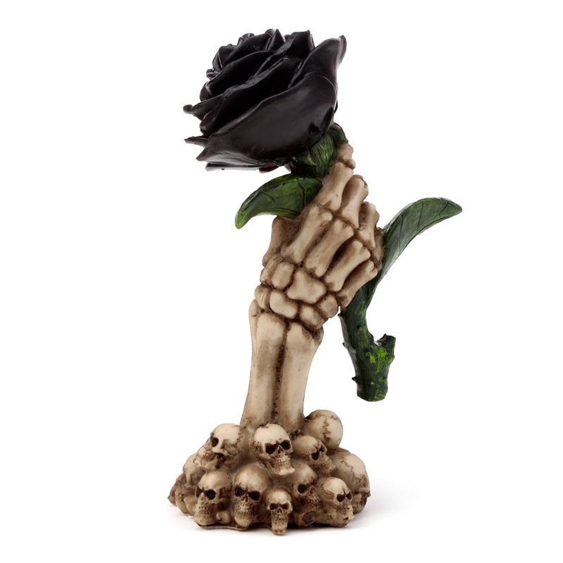 Skeleton Hand Holding Black Rose Ornament