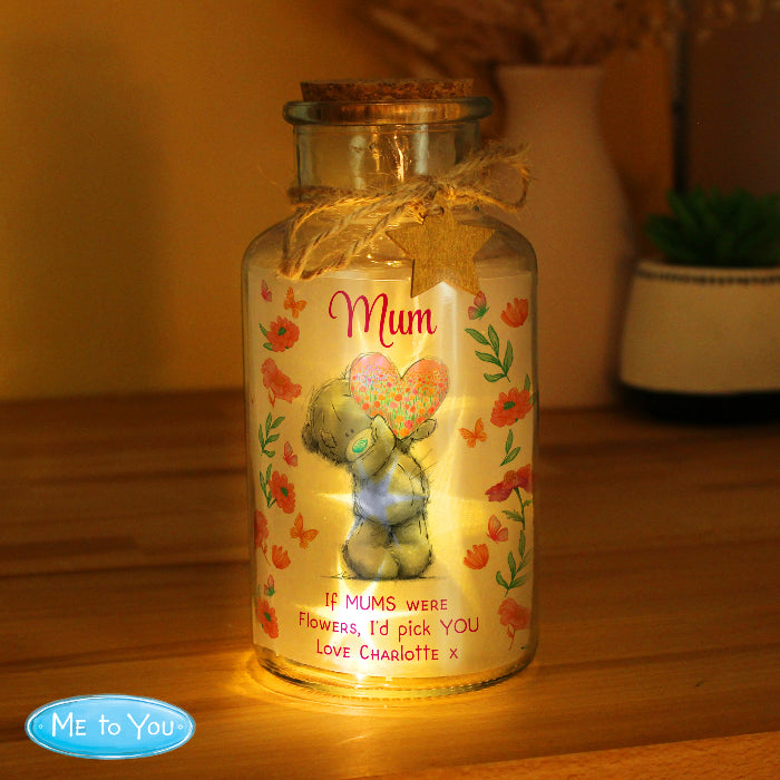 Personalised Me to You Flowery LED Light Up Jar - Mother’s Day Gift