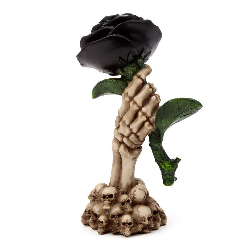 Skeleton Hand Holding Black Rose Ornament