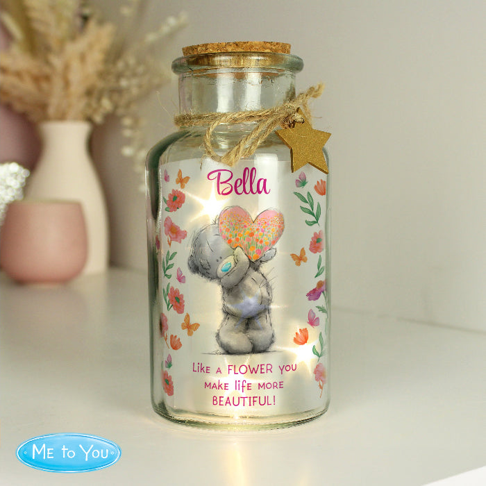 Personalised Me to You Flowery LED Light Up Jar - Mother’s Day Gift