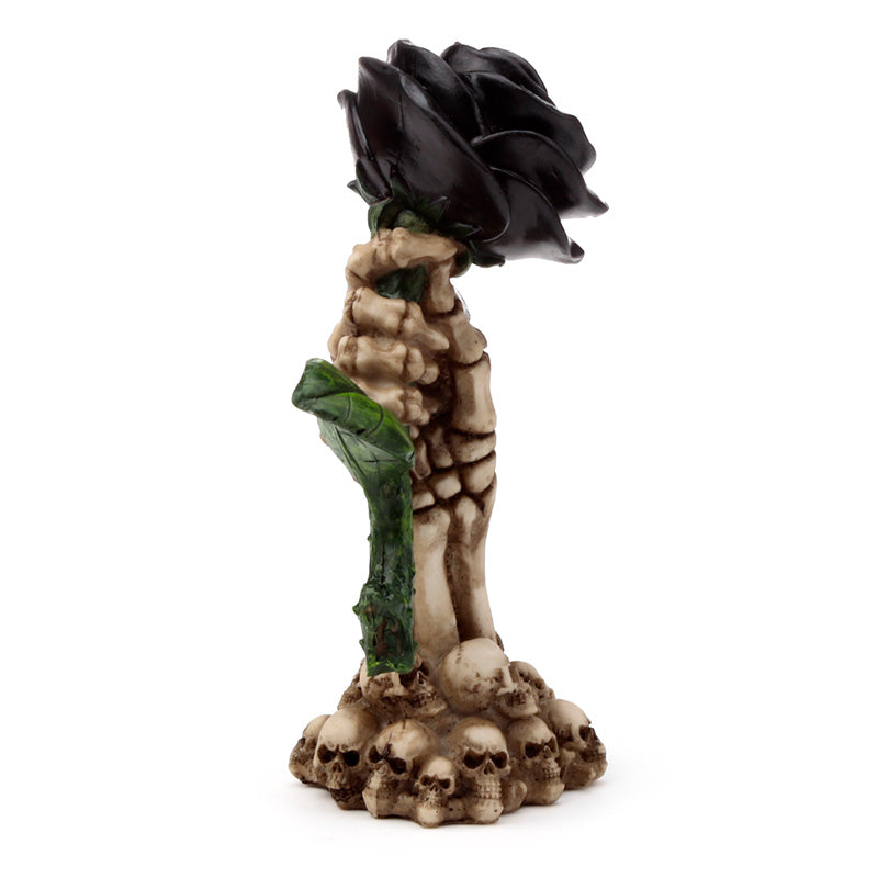 Skeleton Hand Holding Black Rose Ornament