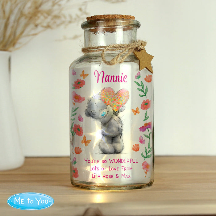 Personalised Me to You Flowery LED Light Up Jar - Mother’s Day Gift