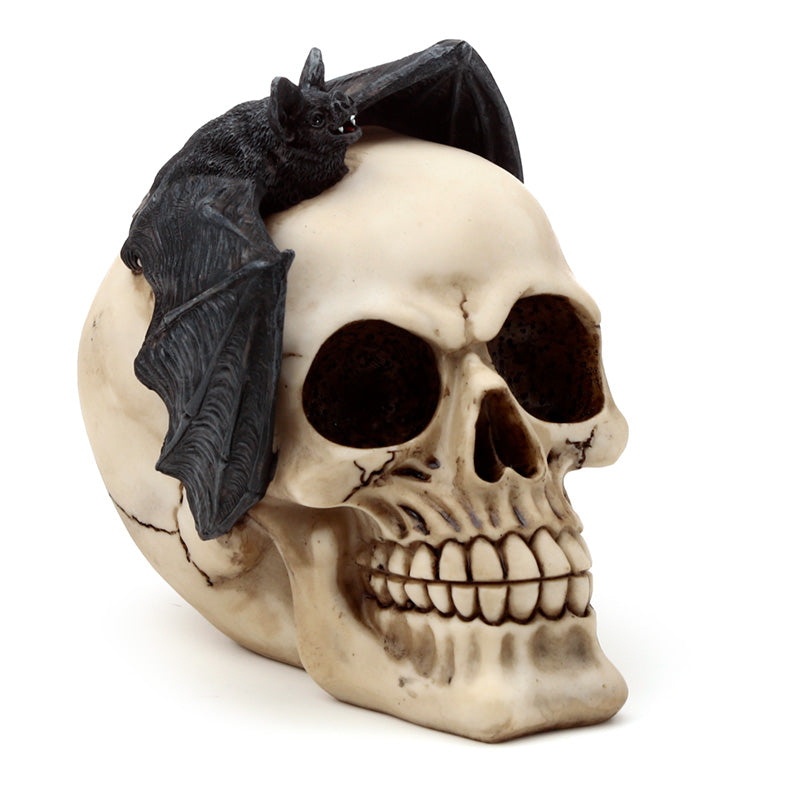 Gruesome Skull Head with Bat Ornament