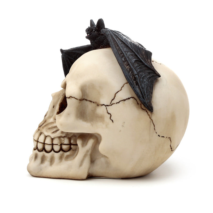 Gruesome Skull Head with Bat Ornament
