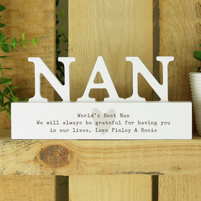 Personalised Heart Wooden Nan Ornament