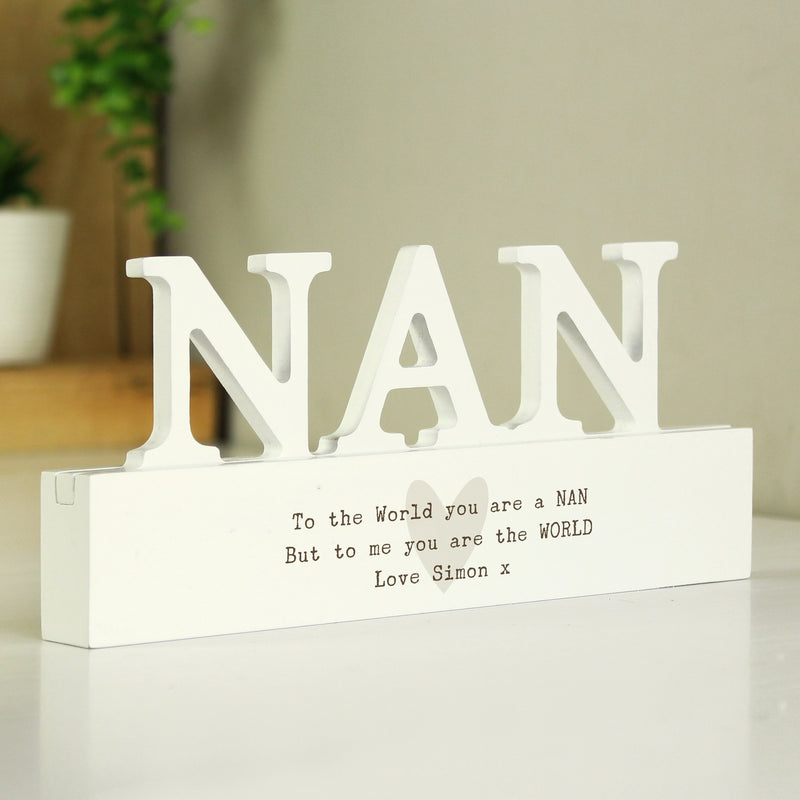 Personalised Heart Wooden Nan Ornament