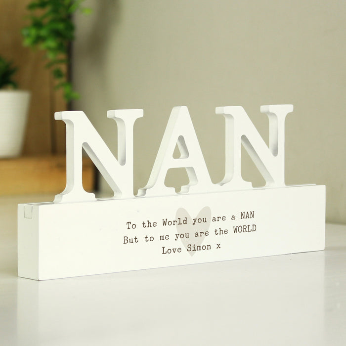 Personalised Heart Wooden Nan Ornament