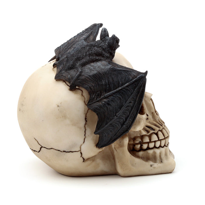 Gruesome Skull Head with Bat Ornament