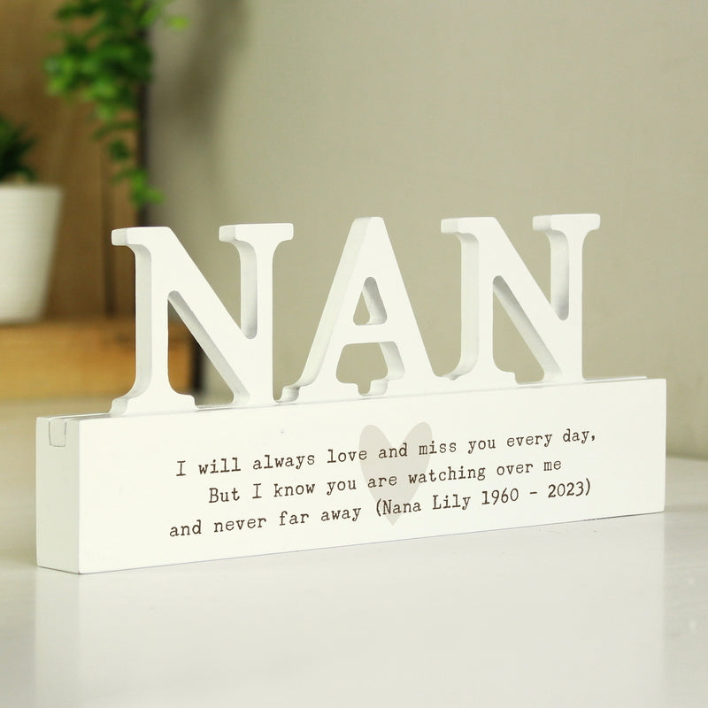 Personalised Heart Wooden Nan Ornament