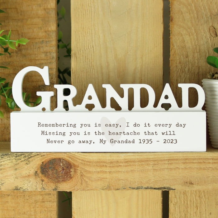 Personalised Heart Wooden Grandad Ornament