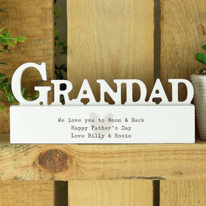 Personalised Heart Wooden Grandad Ornament