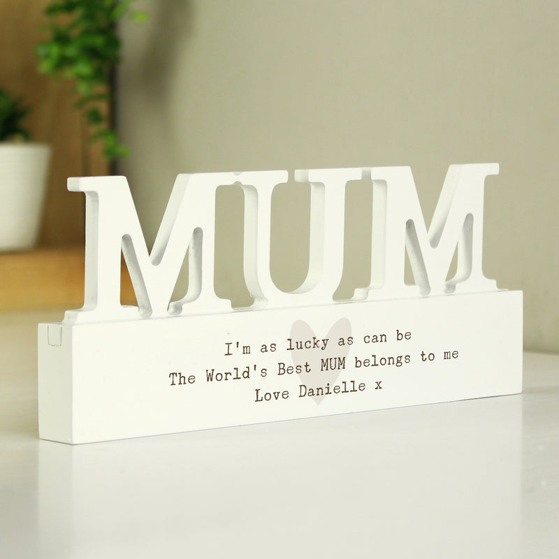 Personalised Heart Wooden Mum Ornament