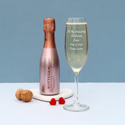 Engraved Flute Glass & Mini Rose Bottega Prosecco Gift Set