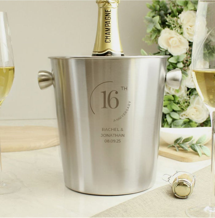 Personalised 16th Anniversary Stainless Steel Ice Bucket