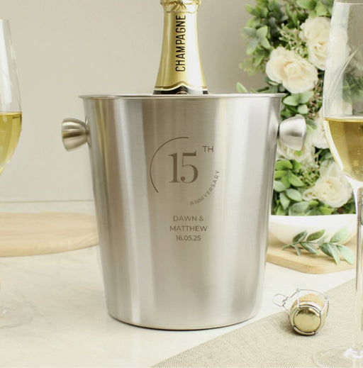 Personalised 15th Anniversary Stainless Steel Ice Bucket