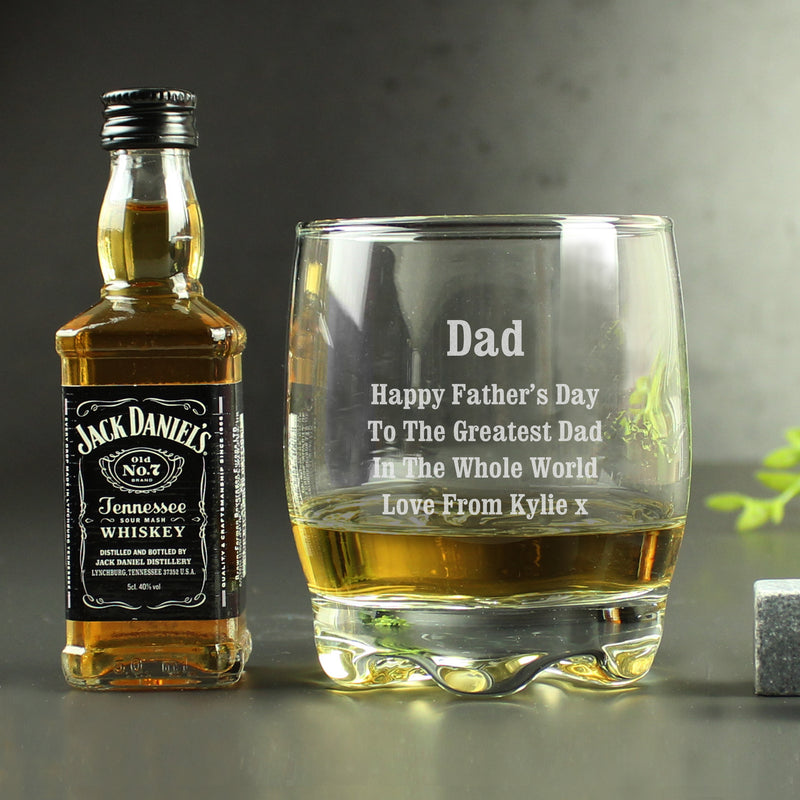 Personalised Tumbler Glass and Jack Daniels Miniature Gift Set