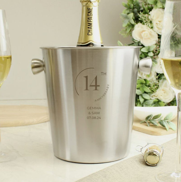 Personalised 14th Anniversary Stainless Steel Ice Bucket