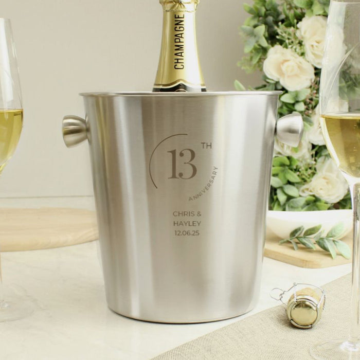 Personalised 13th Anniversary Stainless Steel Ice Bucket