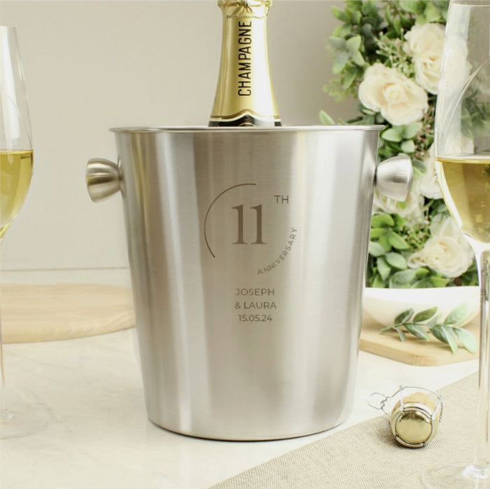Personalised 11th Anniversary Stainless Steel Ice Bucket