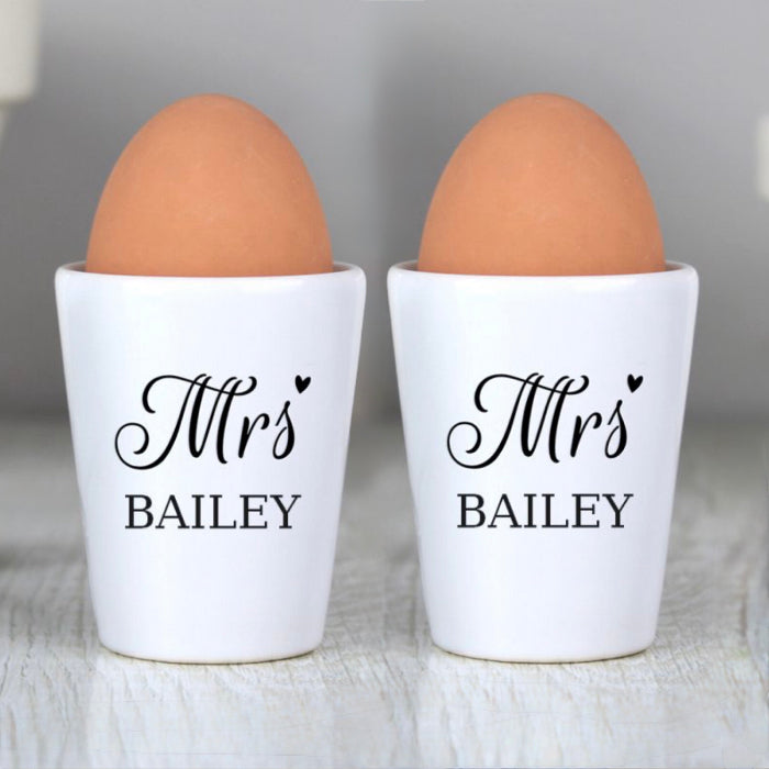 Personalised Mrs & Mrs Egg Cups