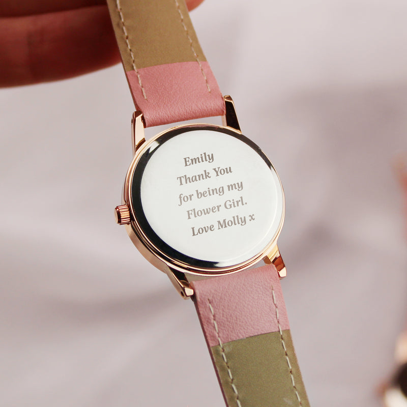 Engraved Girls Pink Watch