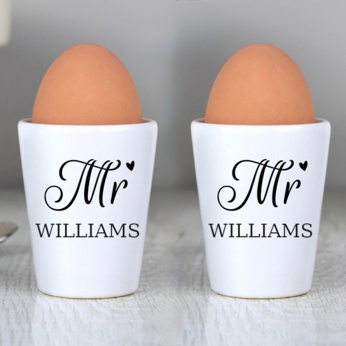 Personalised Mr & Mr Egg Cups