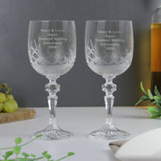 Engraved Crystal Wine Glasses Set - Wedding & Anniversary Gift