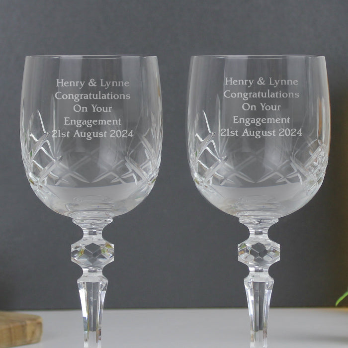 Engraved Crystal Wine Glasses Set - Wedding & Anniversary Gift