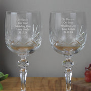 Engraved Crystal Wine Glasses Set - Wedding & Anniversary Gift