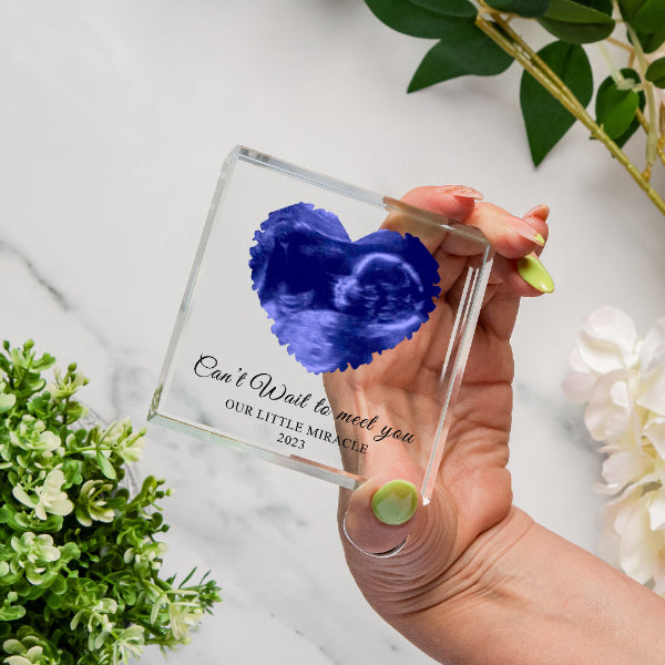 Heart Baby Scan Ultrasound Photo Glass Block