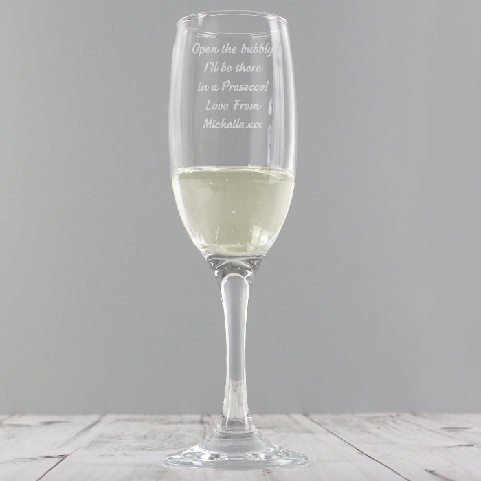 Personalised Prosecco Flute Glass - Any Message