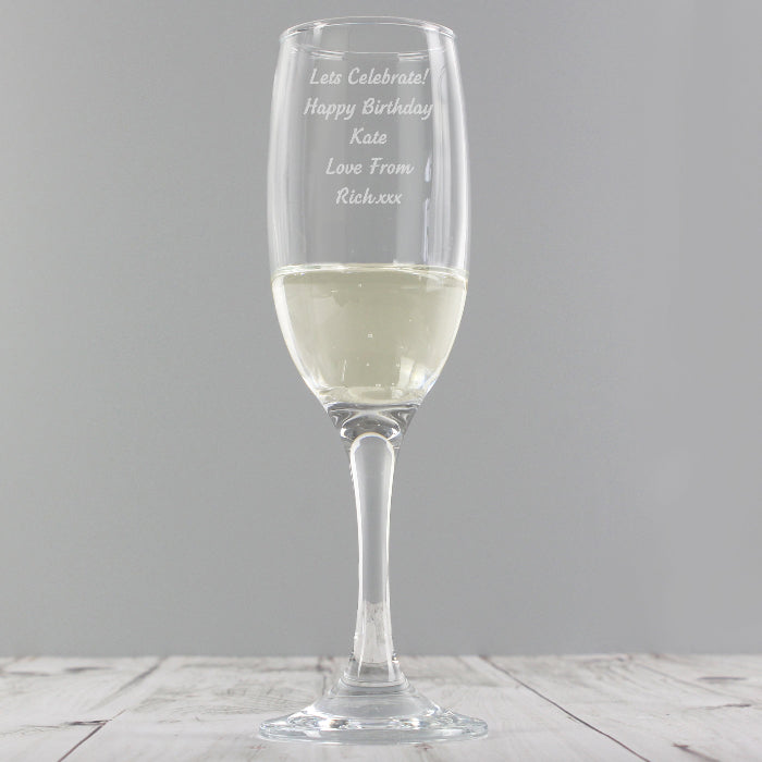 Personalised Prosecco Flute Glass - Any Message