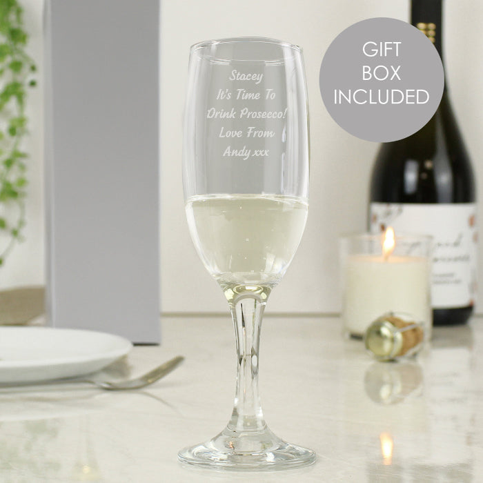 Personalised Prosecco Flute Glass - Any Message