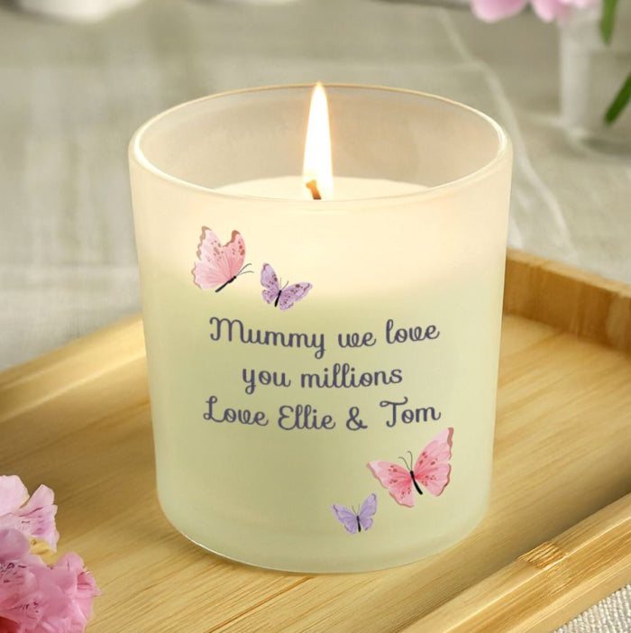 Personalised Mother’s Day Butterfly Frosted Candle