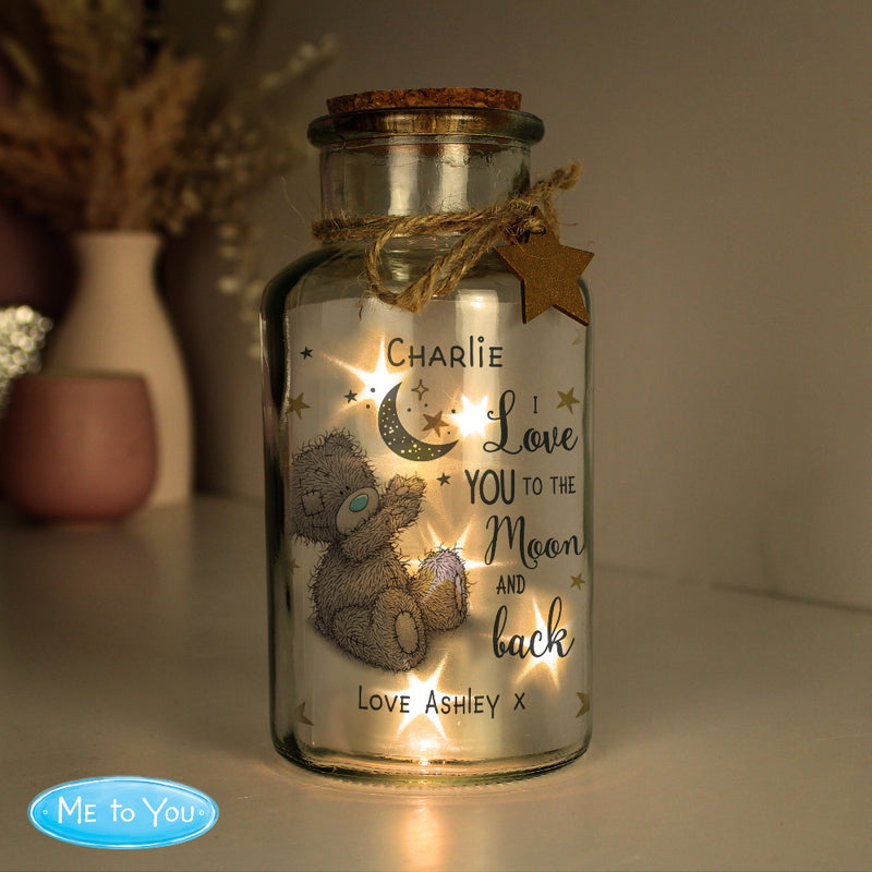 Personalised Me to You Love You To The Moon & Back LED Light Up Jar