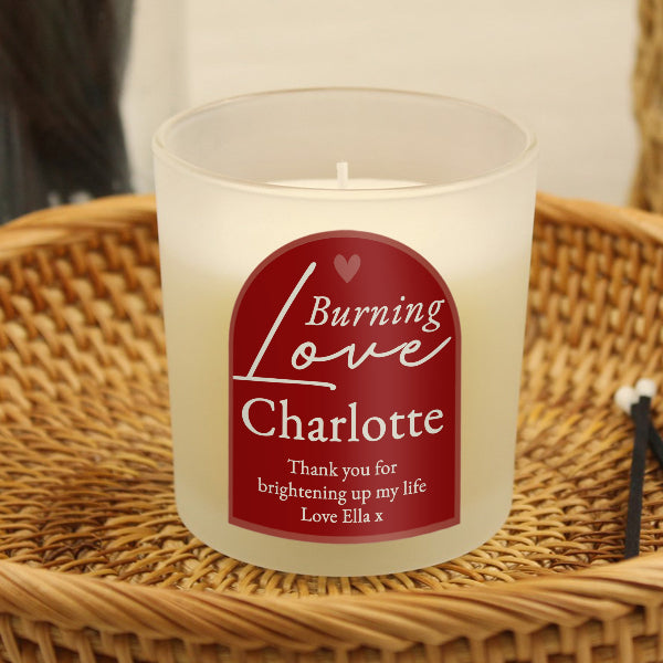Personalised Burning Love Valentines Day Candle