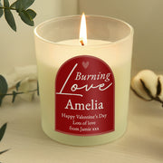 Personalised Burning Love Valentines Day Candle