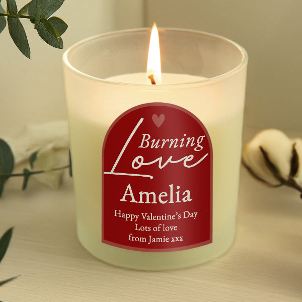 Personalised Burning Love Valentines Day Candle