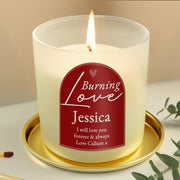 Personalised Burning Love Valentines Day Candle