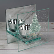 Personalised A Winter's Night Christmas Mirrored Glass Tea Light Holder