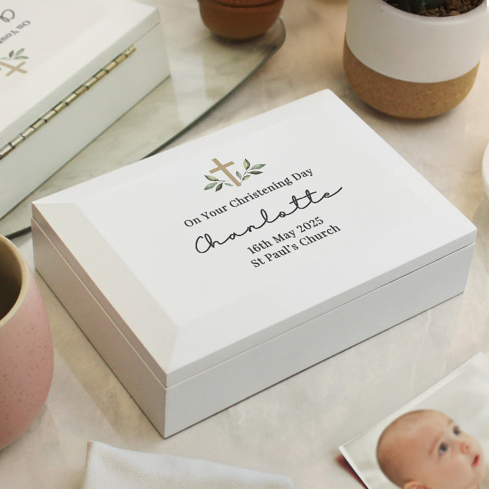 Personalised Christening Wooden Jewellery Box