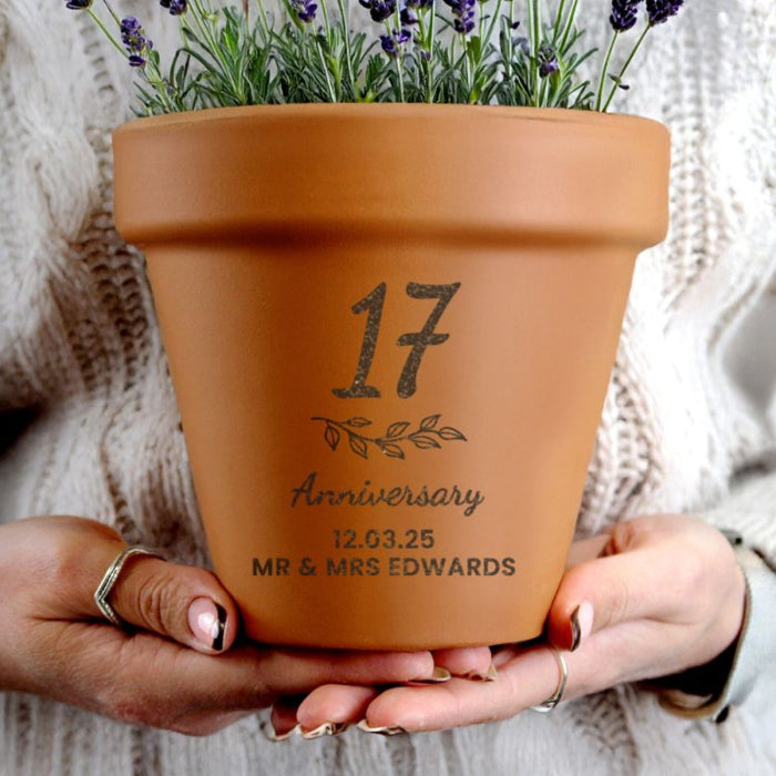17th Anniversary Terracotta Plant Pot - Engraved