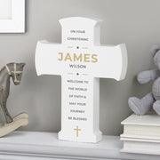 Personalised Christening Wooden Cross Ornament
