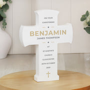 Personalised Christening Wooden Cross Ornament