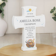 Personalised Noahs Ark Christening Cross Wooden Ornament