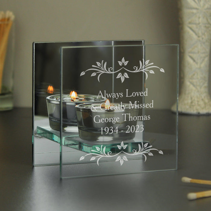Personalised Sentiments Mirrored Glass Tea Light Holder