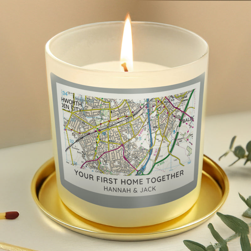 Personalised Postcode Map Scented Jar Candle Gift