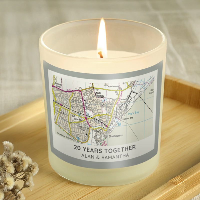 Personalised Postcode Map Scented Jar Candle Gift