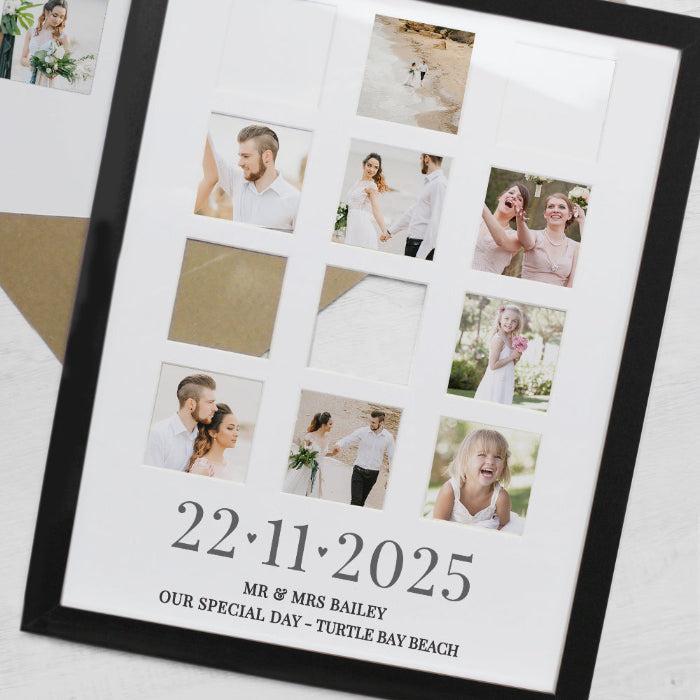 Personalised Wedding Black Multi Collage Photo Frame