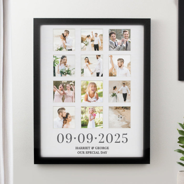 Personalised Wedding Black Multi Collage Photo Frame